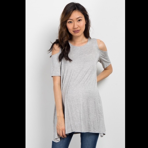 Grey Basic Cold Shoulder Tunic - Picture 2 of 7